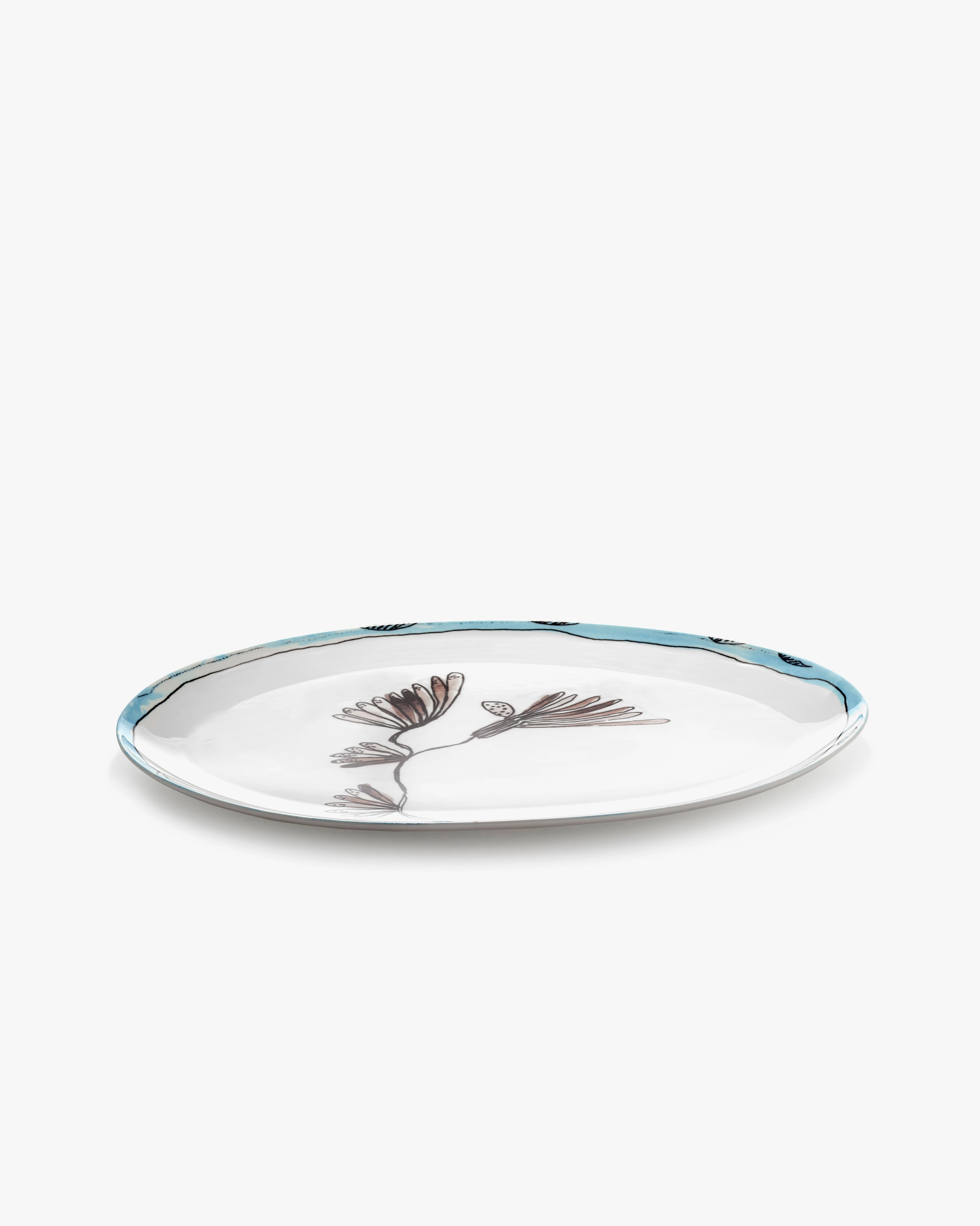 Oval plate 2 L Camelia aubergine Midnight Flowers Dinnerware tableware outlet