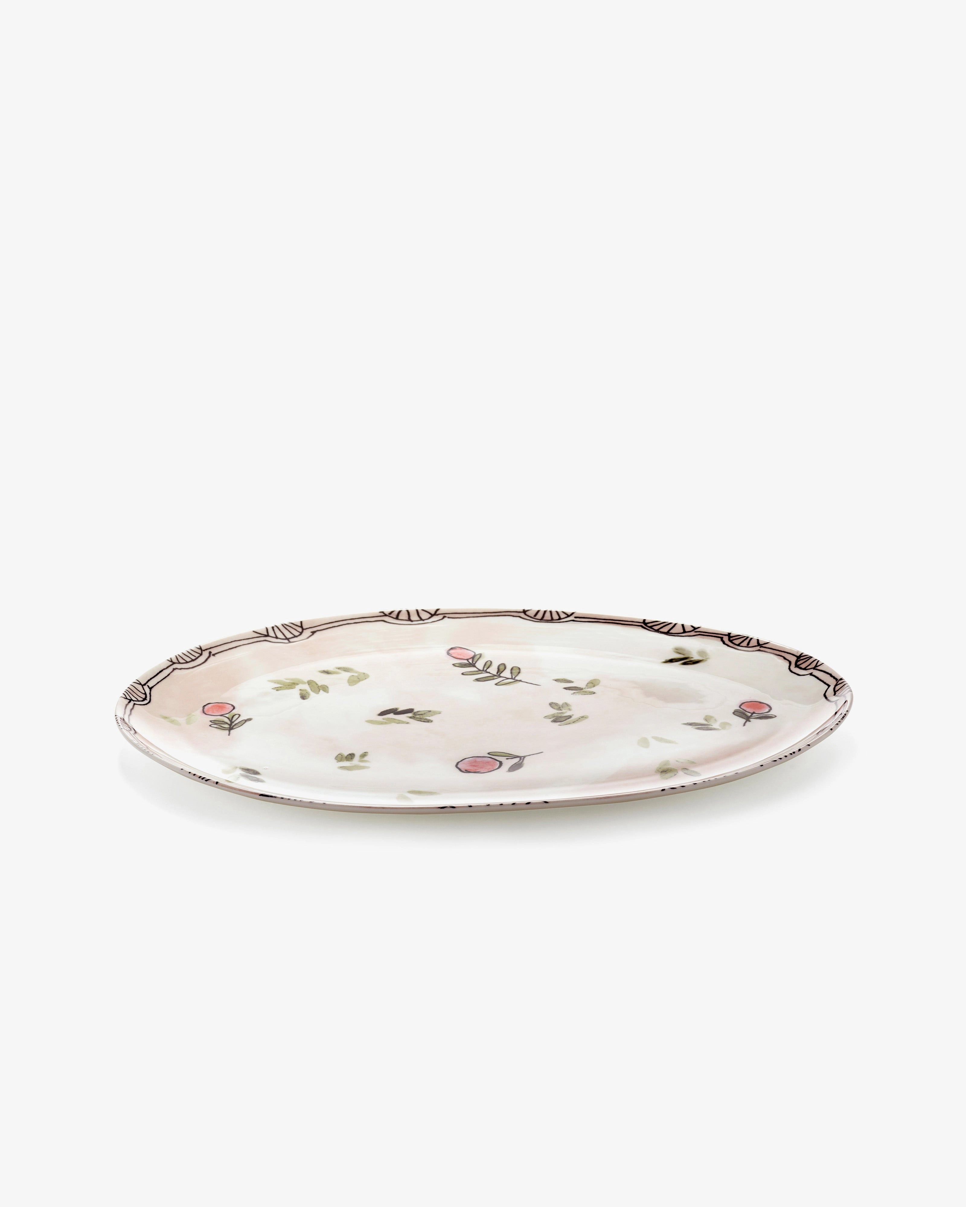 Oval plate 2 L Mirtillo nude Midnight Flowers Dinnerware tableware outlet