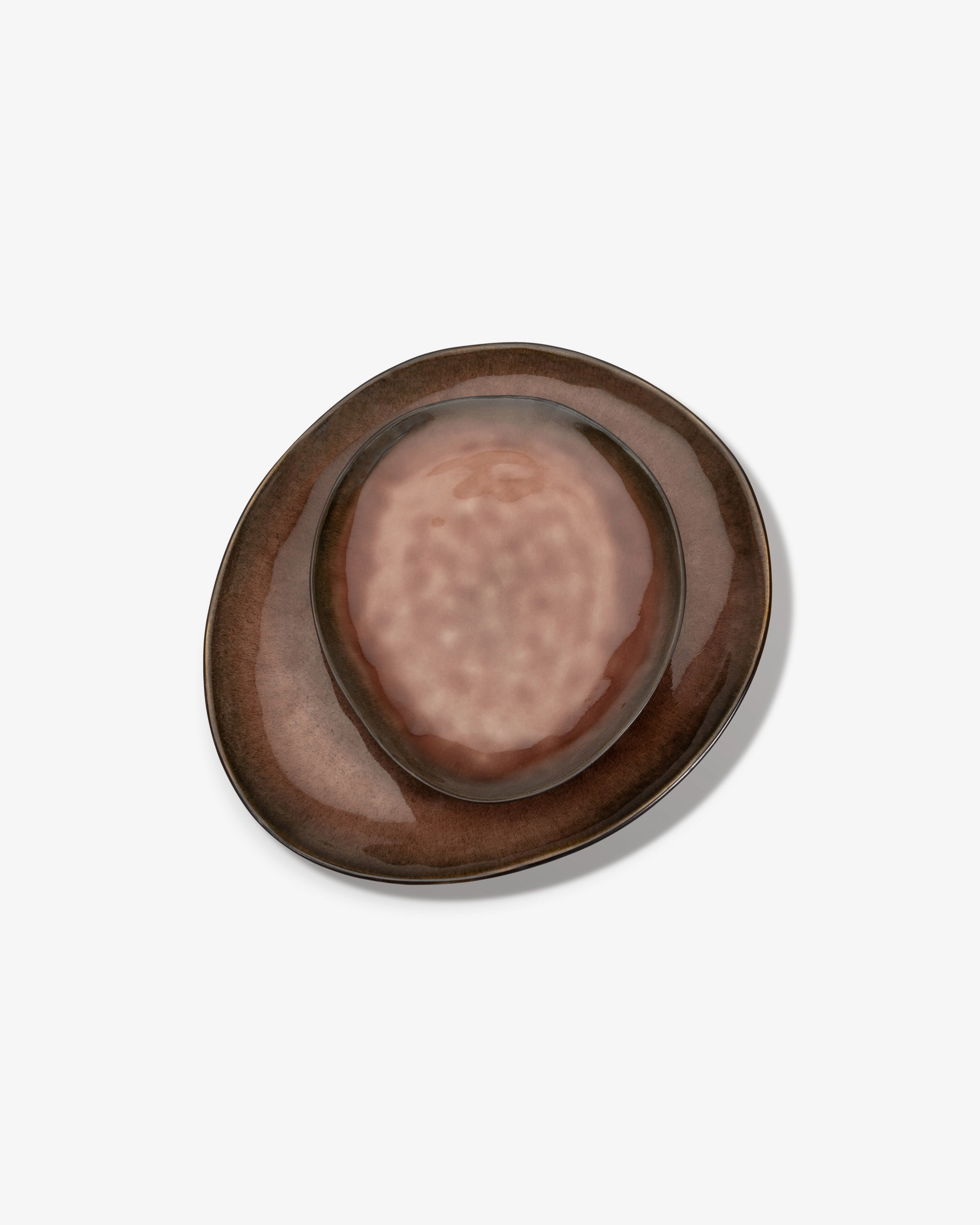 Oval plate L brown Pure