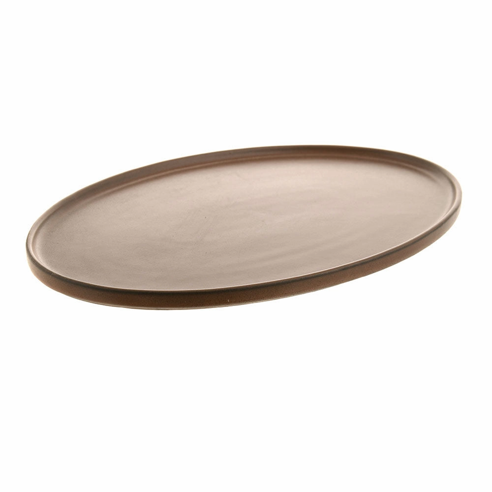 Oval Platter Stoneware Straight Leather