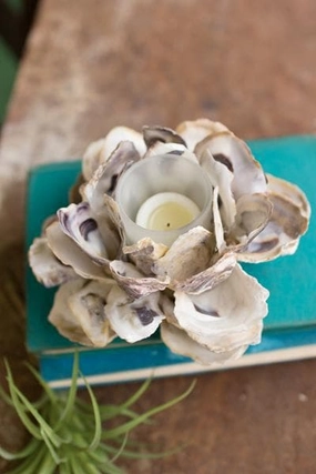 Oyster Shell Flower Votive Holder Set/2 Candle Holders discount collection