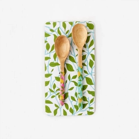 Pair Of Wooden Spoons In Lemon Serveware discount kitchenware
