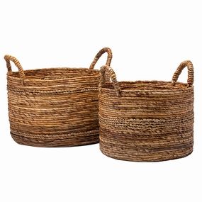 Payson Natural Banana Bark Nesting Baskets Set/2 Decorative Baskets clearance deals