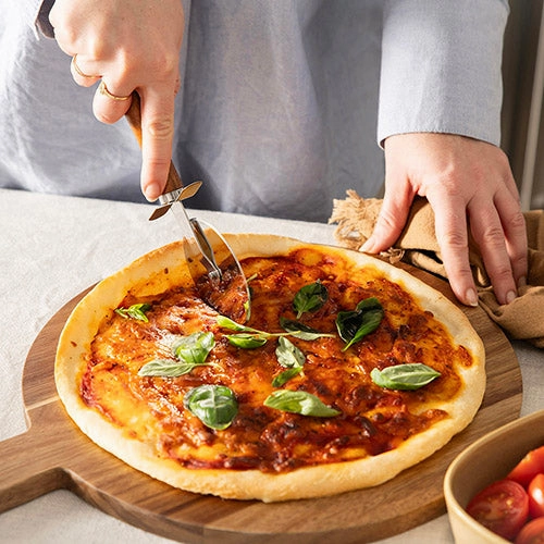 Pizza Stone with Rack & S/S Cutter