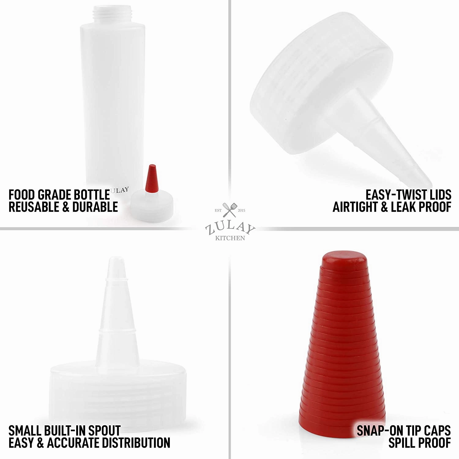 Plastic Condiment Squeeze Bottle with Caps 17 oz