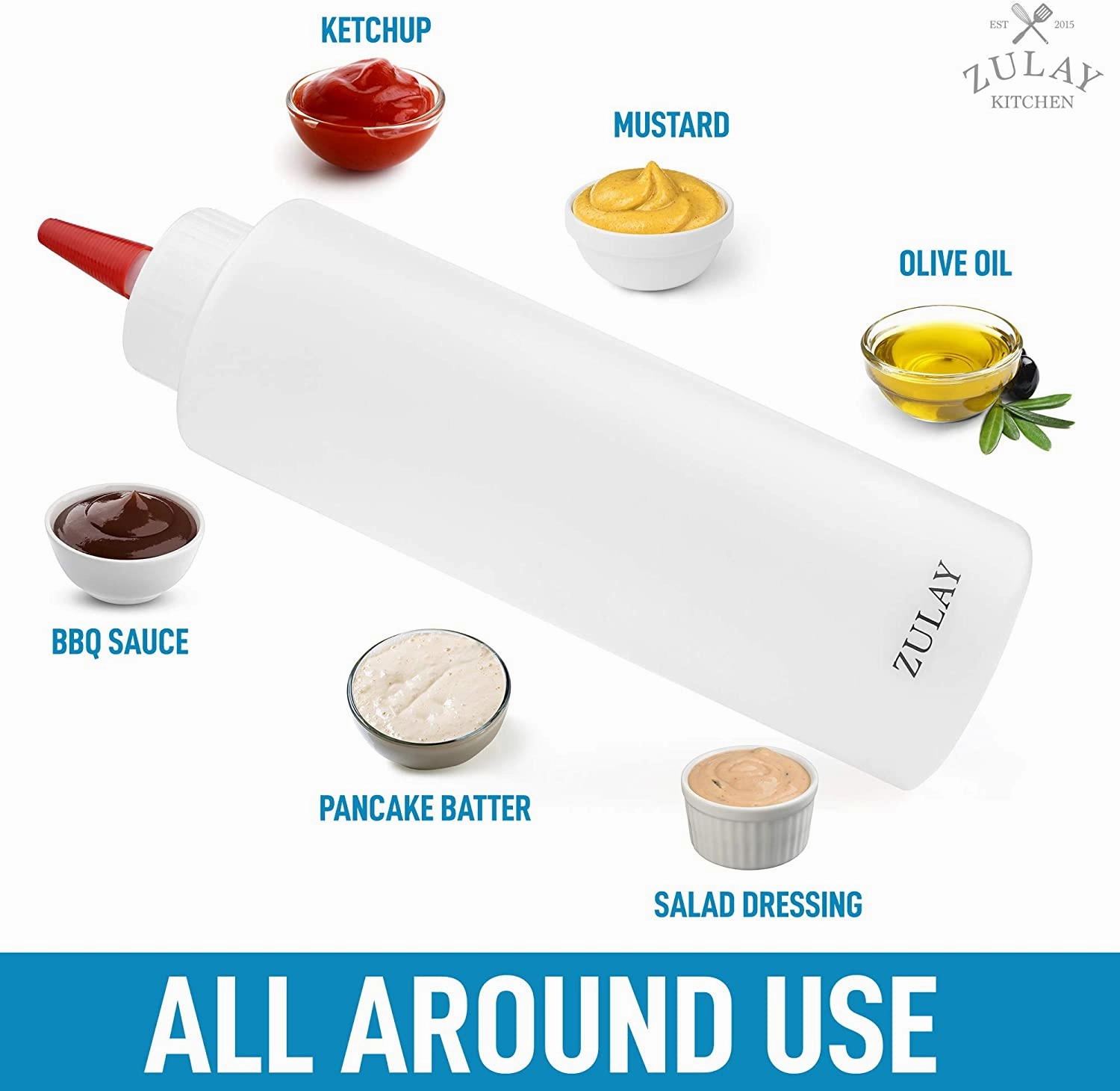 Plastic Condiment Squeeze Bottle with Caps 17 oz