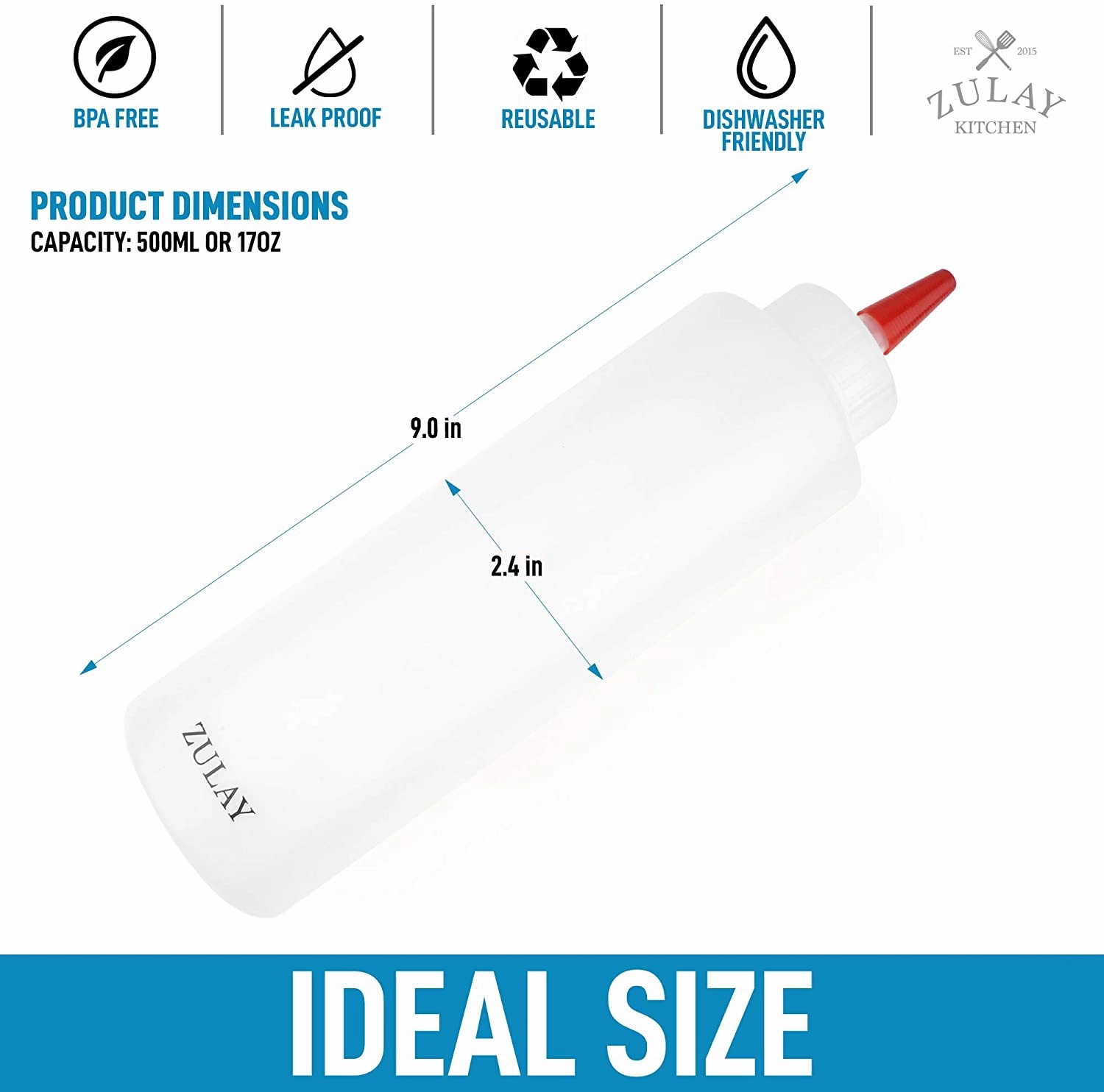 Plastic Condiment Squeeze Bottle with Caps 17 oz