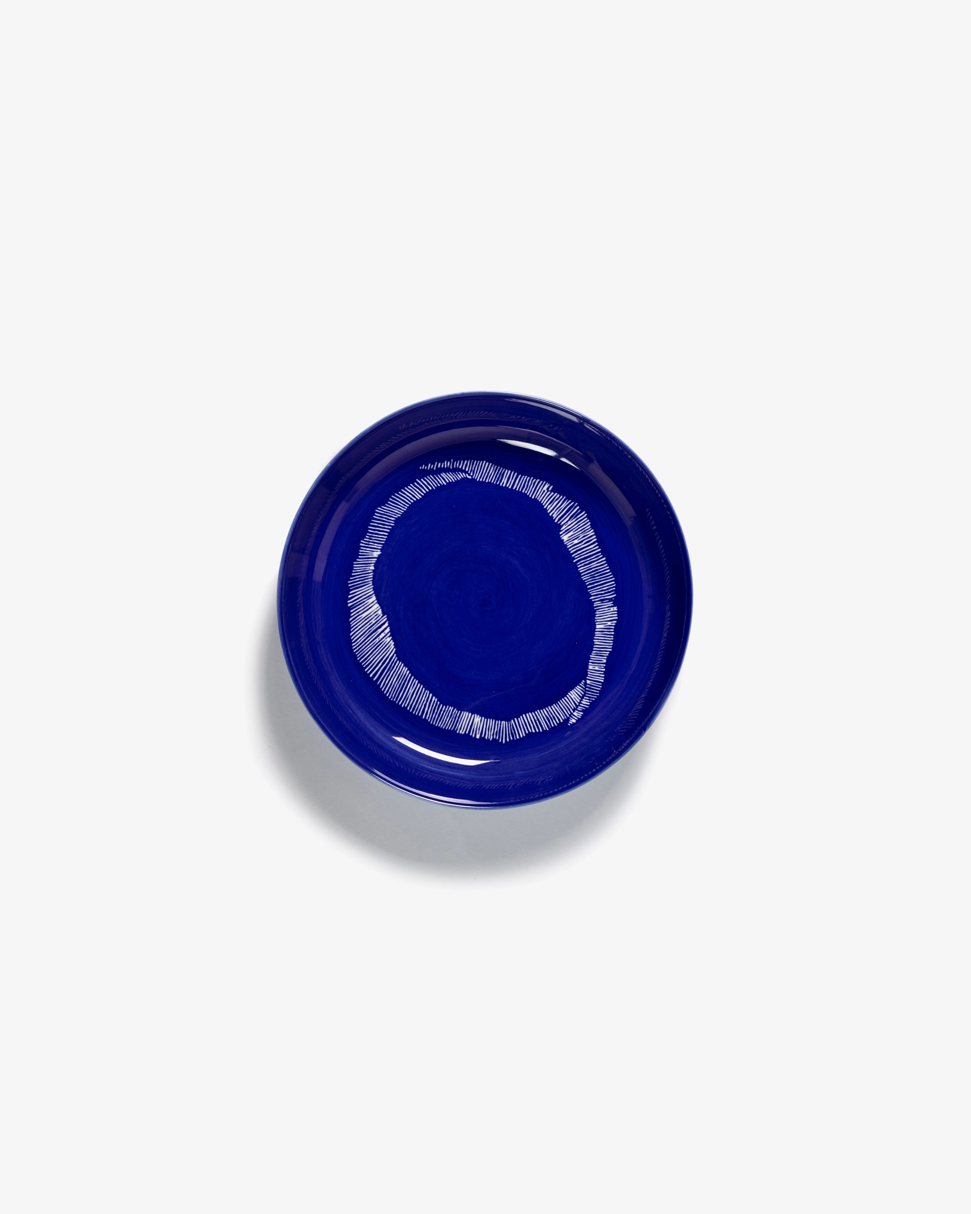 Plate high dark blue - white stripes Feast Dinnerware tableware outlet
