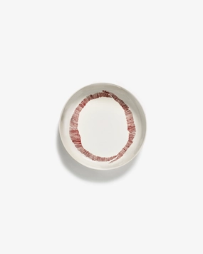 Plate high white - red stripes Feast Dinnerware tableware outlet