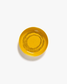 Plate high yellow - black dots Feast Dinnerware tableware outlet
