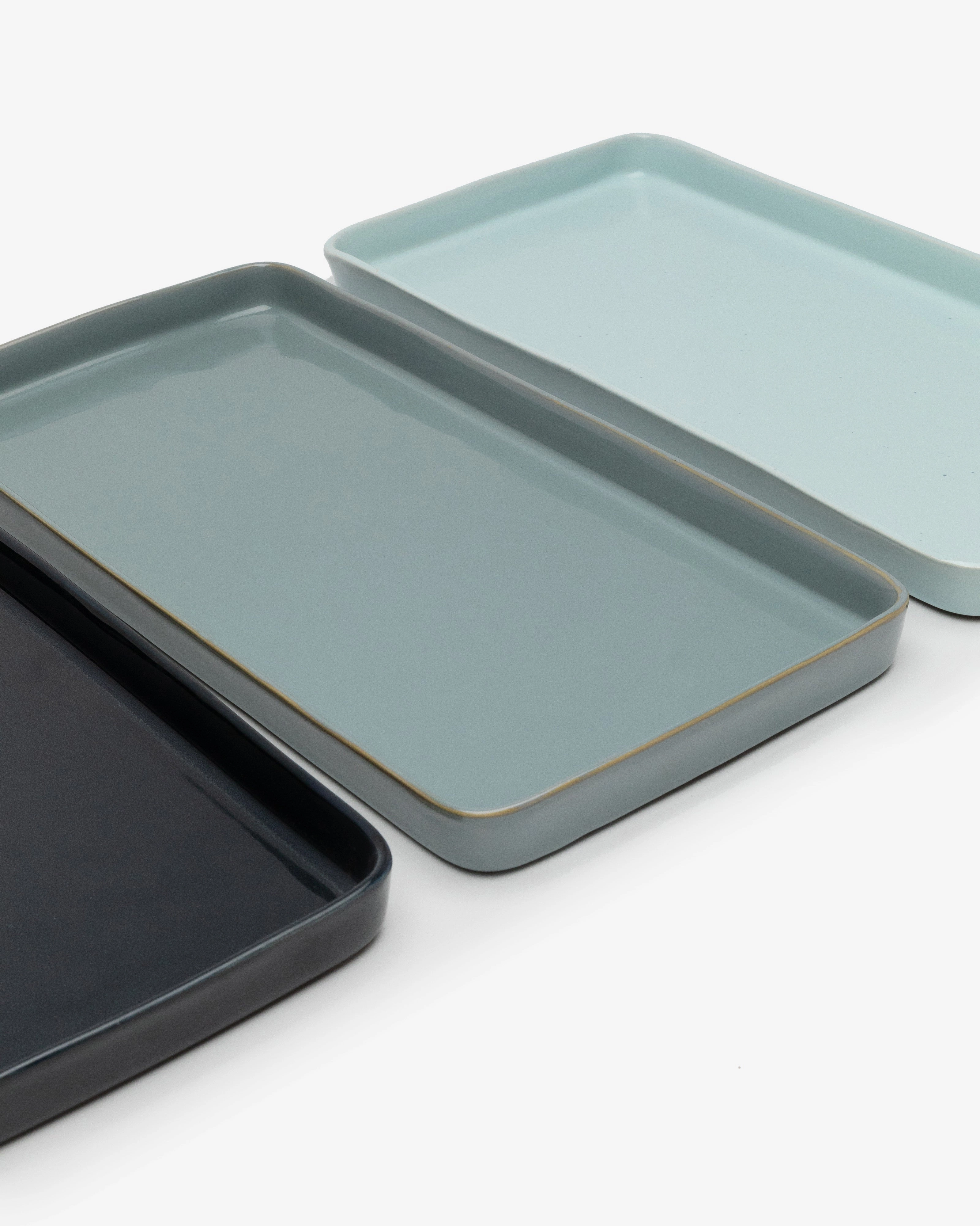 Plate rectangular L dark blue Terres de rves