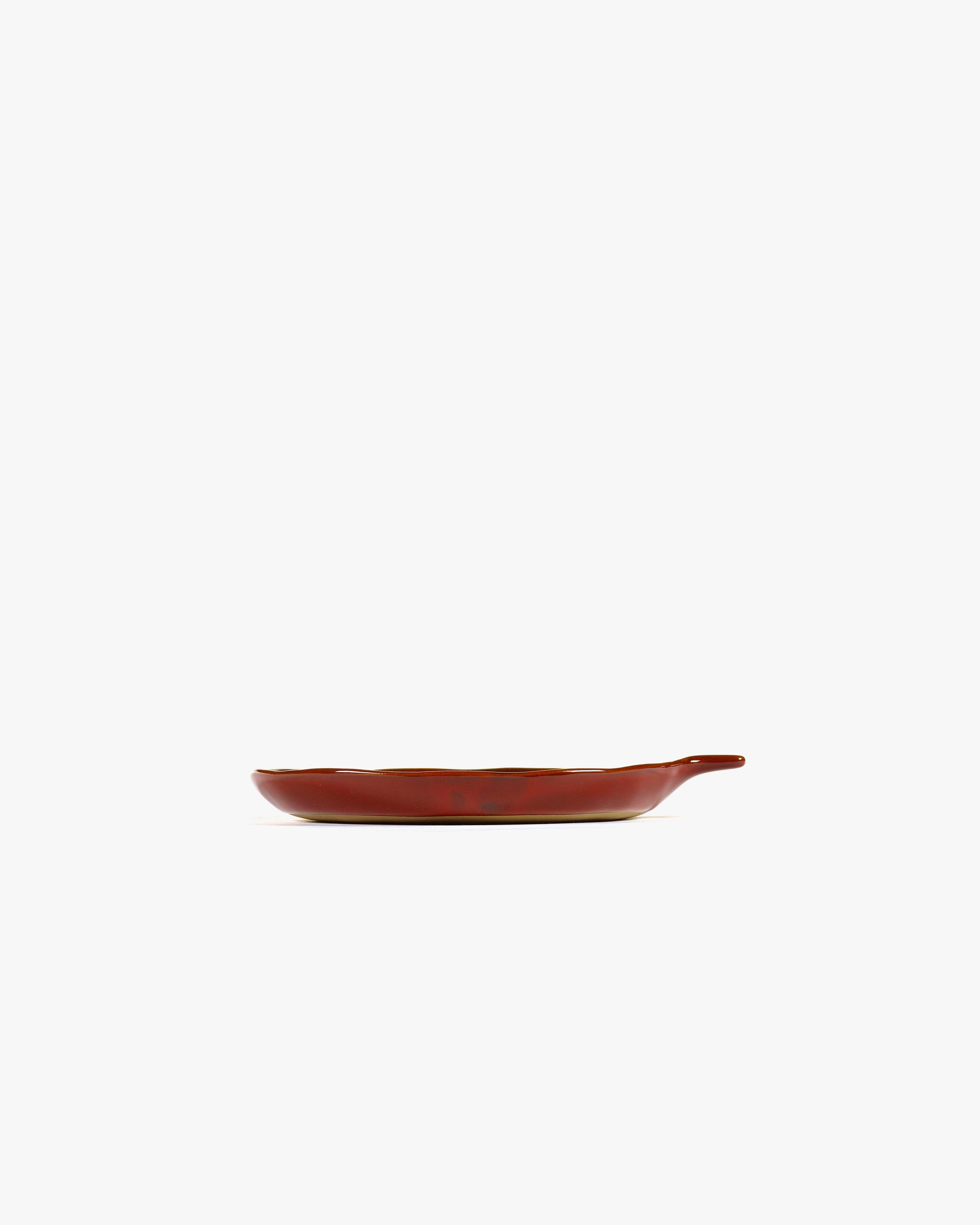 Plate with handle venetian red La Mre