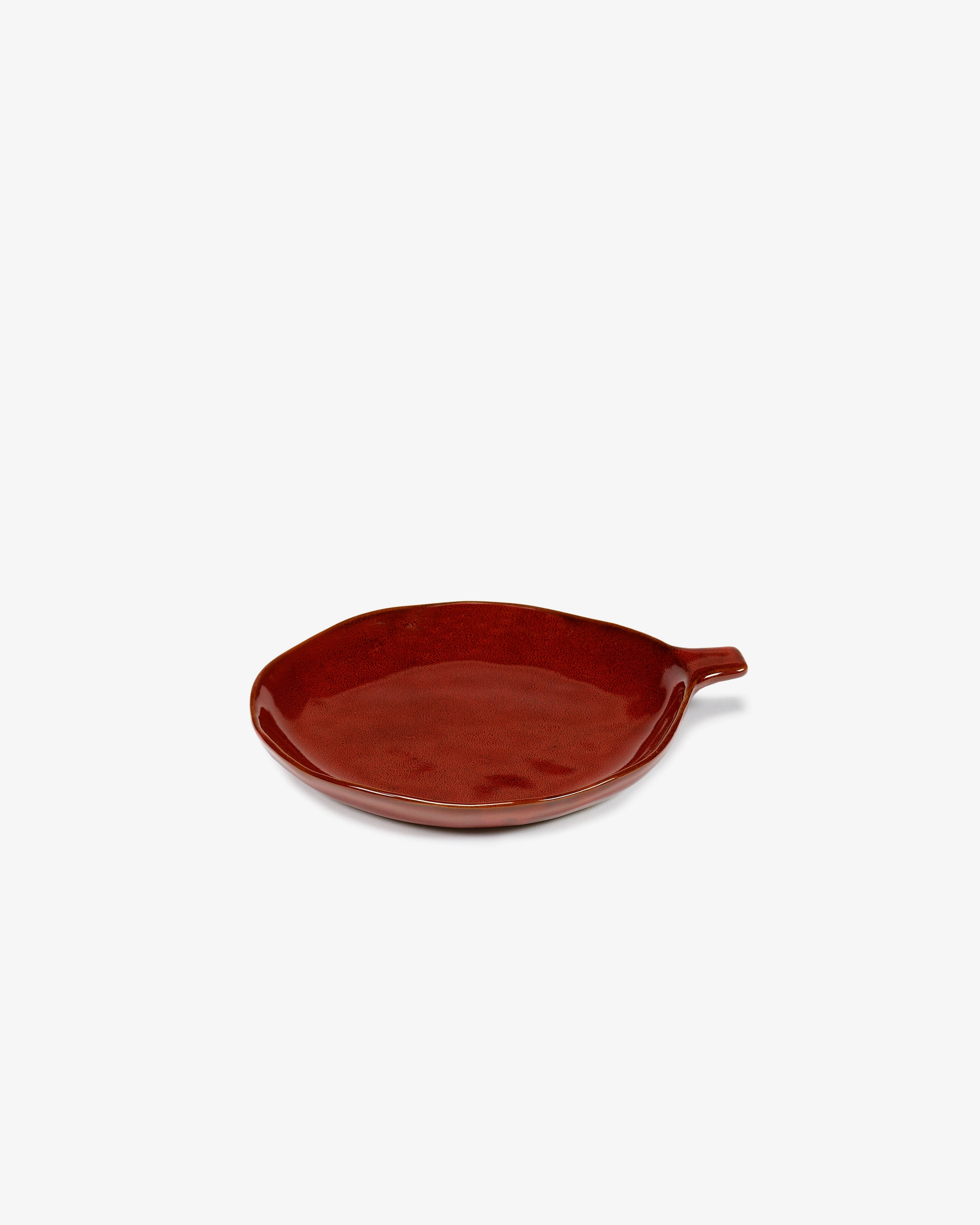 Plate with handle venetian red La Mre