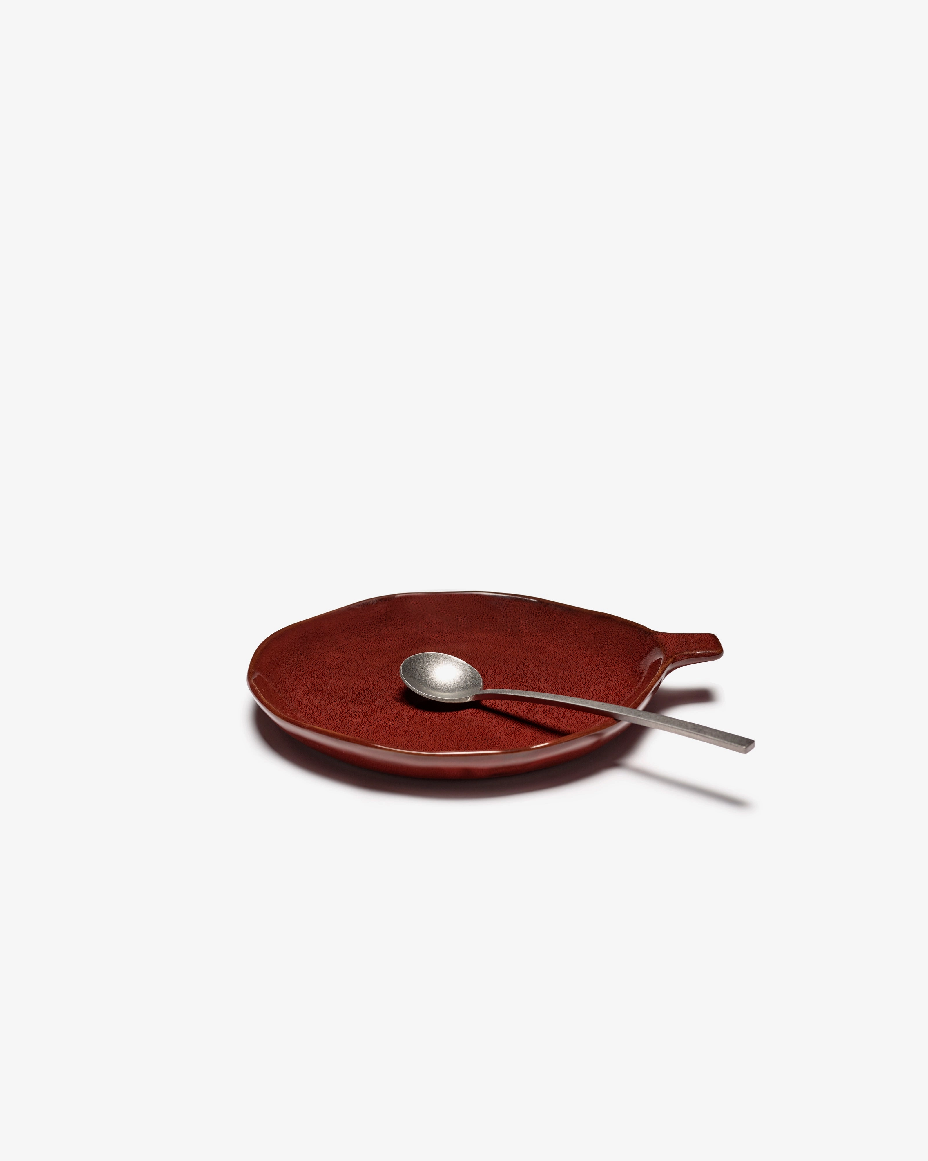 Plate with handle venetian red La Mre