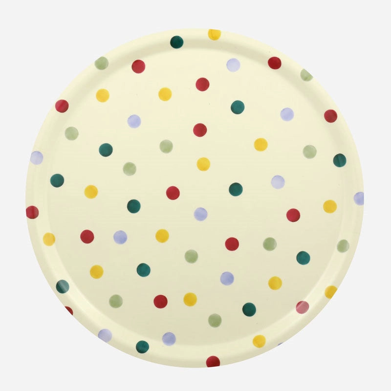 Polka Dot Birch Round Tray, 38cm Serveware Good quality and affordable