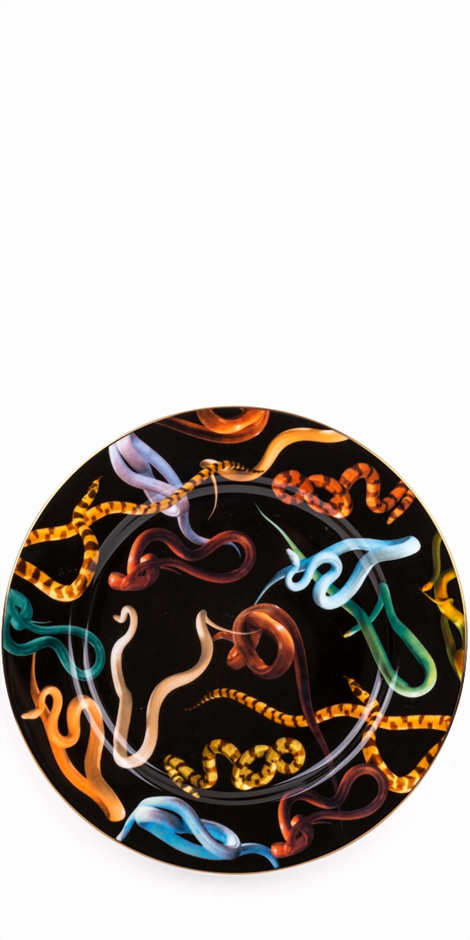 Porcelain Snakes Graphic Plate In Multicolor Dinnerware clearance deals