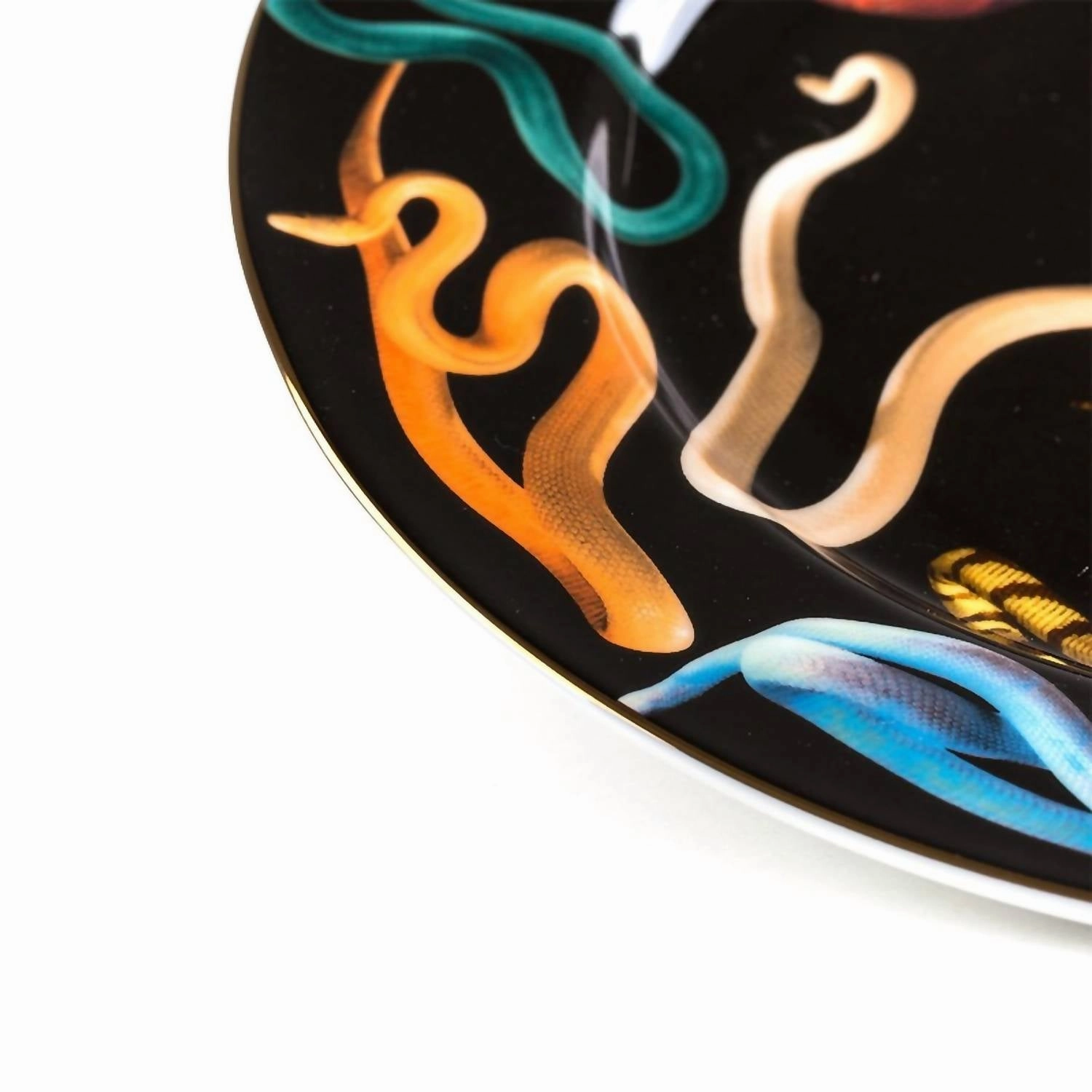 Porcelain Snakes Graphic Plate In Multicolor