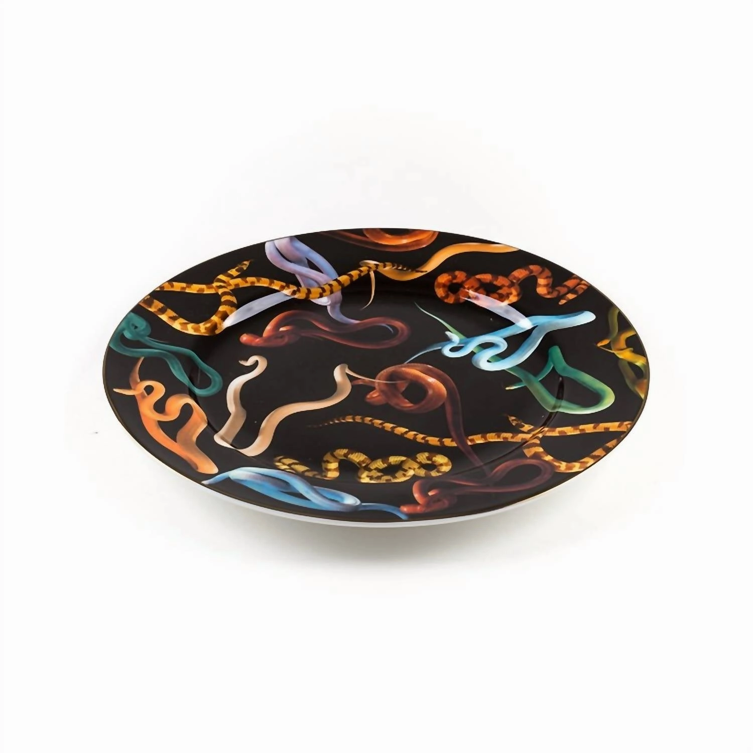 Porcelain Snakes Graphic Plate In Multicolor