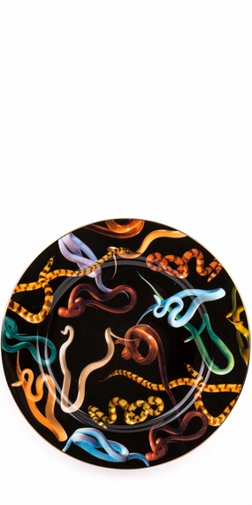 Porcelain Snakes Graphic Plate In Multicolor Dinnerware clearance deals