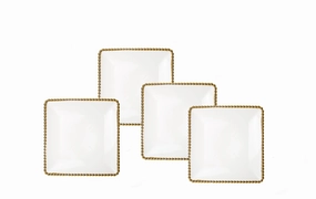 Porcelain White Plates with Gold Beaded Design Serveware deals online
