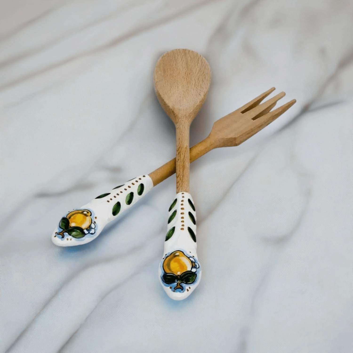 Positano Lemon Kitchen Utensil Set In Natural