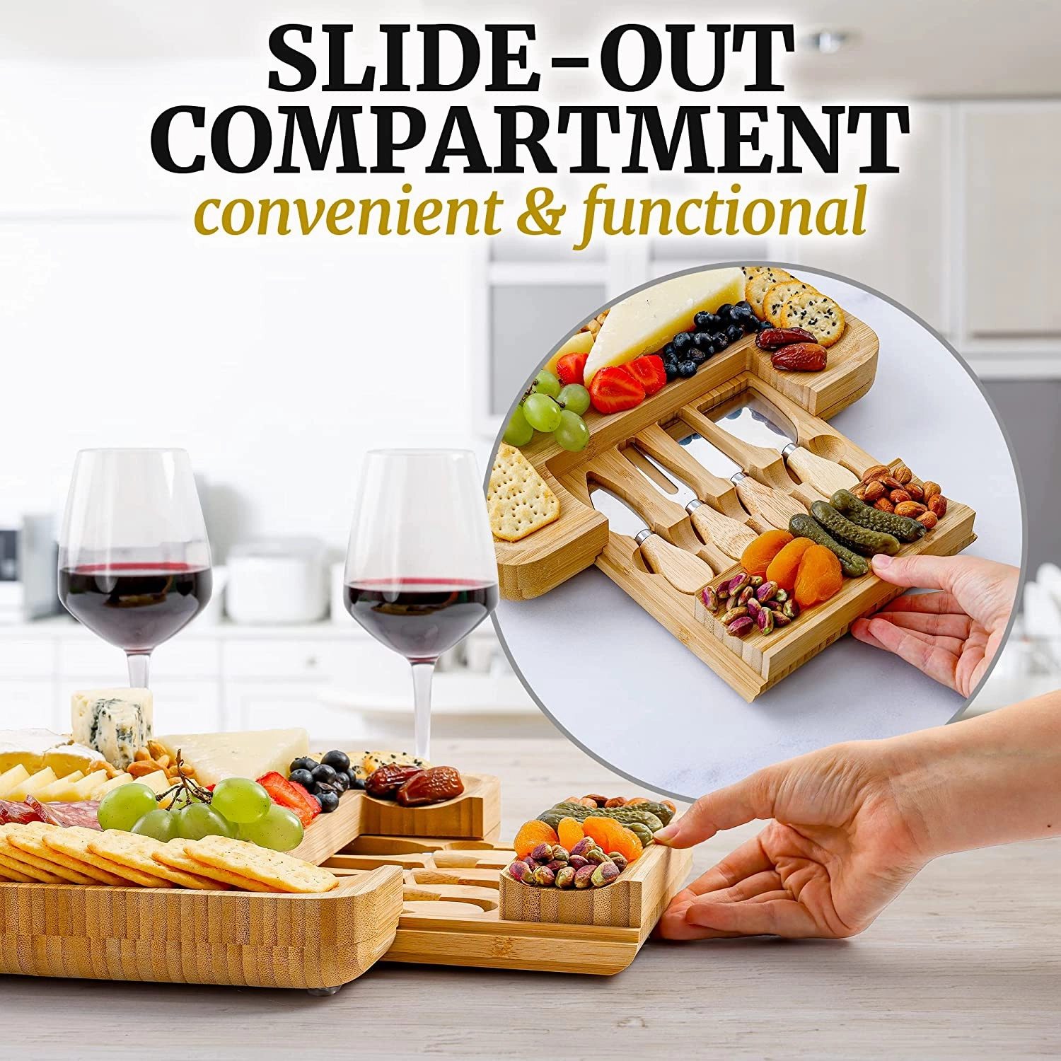 Premium Bamboo Cheese Board Set