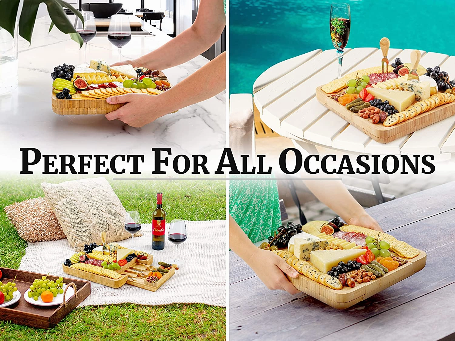 Premium Bamboo Cheese Board Set