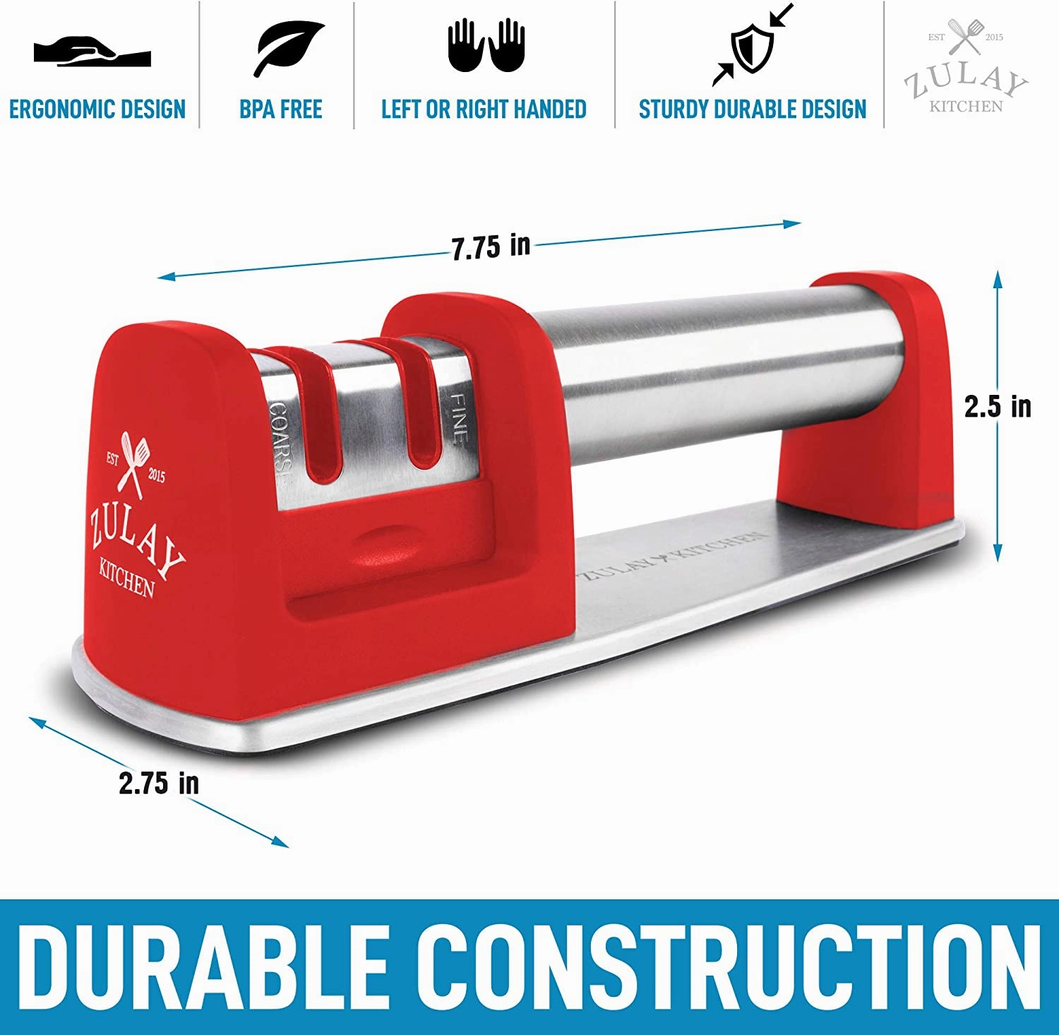 Premium Quality Knife Sharpener for Straight and Serrated Knives Stainless Steel Ceramic and Tungsten