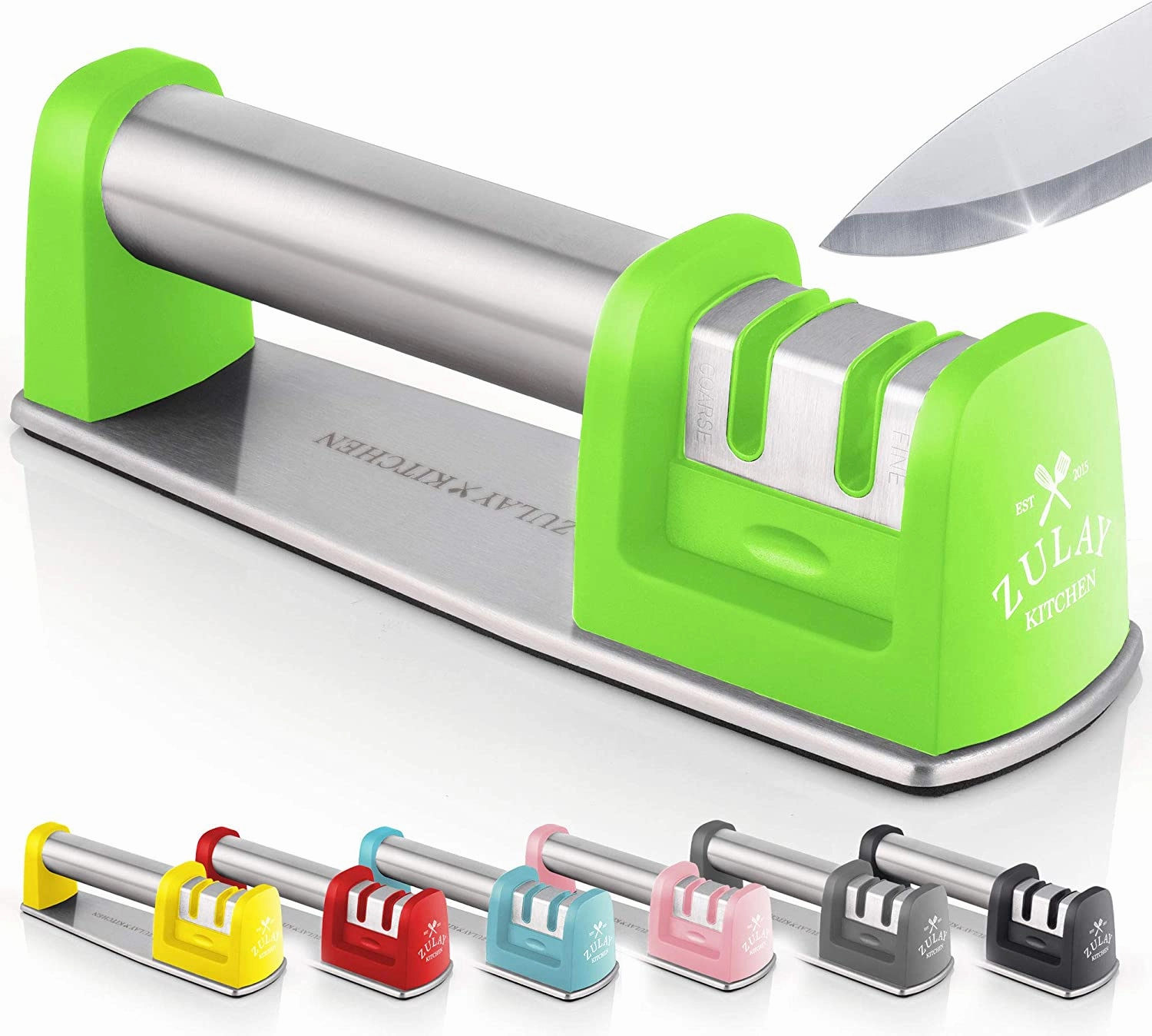 Premium Quality Knife Sharpener for Straight and Serrated Knives Stainless Steel Ceramic and Tungsten