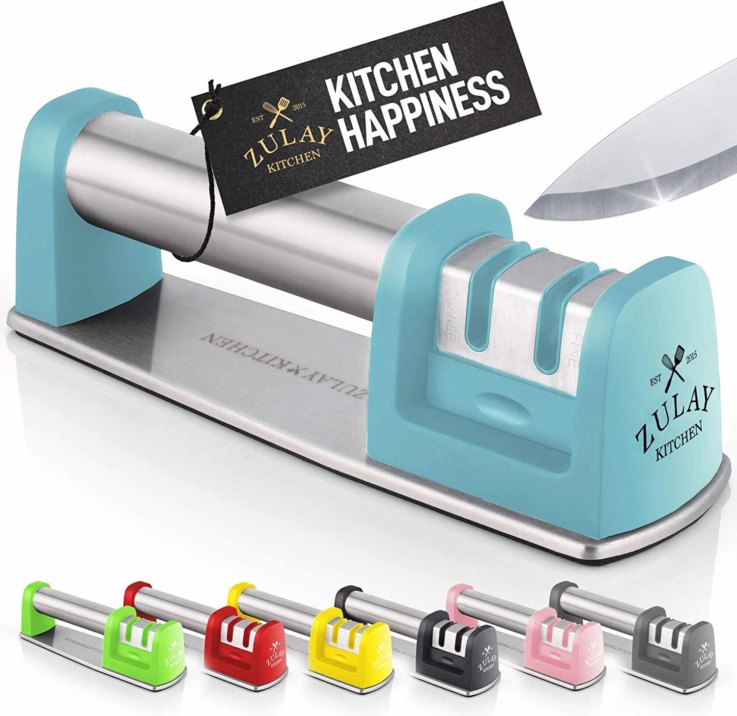 Premium Quality Knife Sharpener for Straight and Serrated Knives Stainless Steel Ceramic and Tungsten