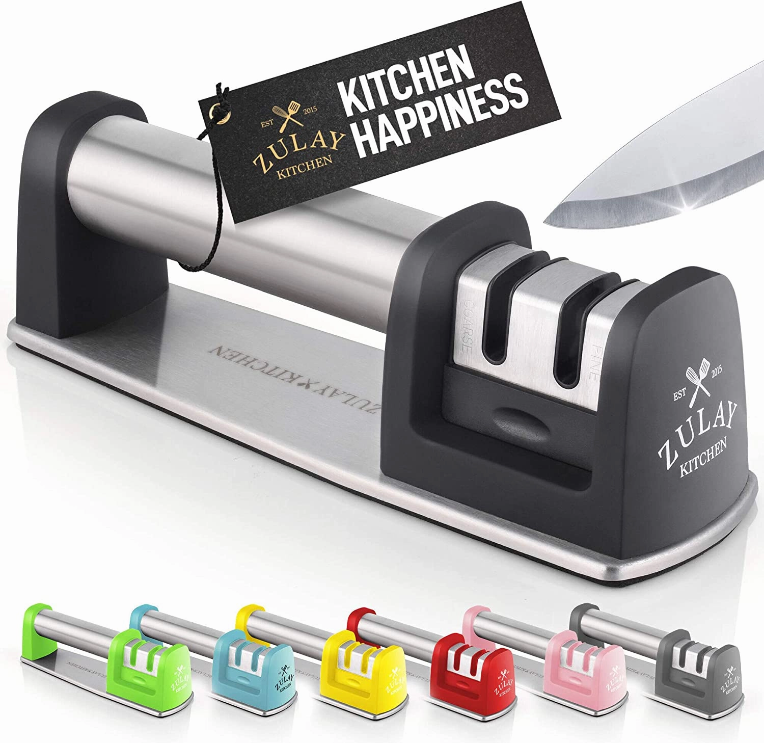 Premium Quality Knife Sharpener for Straight and Serrated Knives Stainless Steel Ceramic and Tungsten
