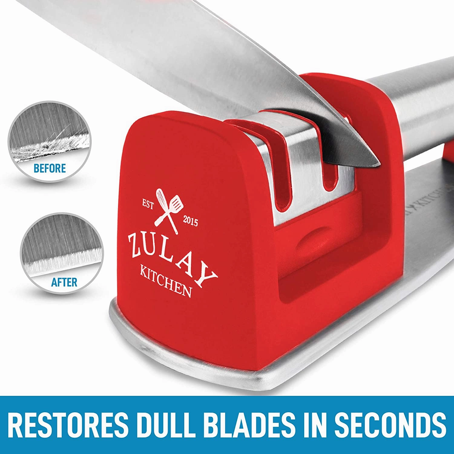 Premium Quality Knife Sharpener for Straight and Serrated Knives Stainless Steel Ceramic and Tungsten
