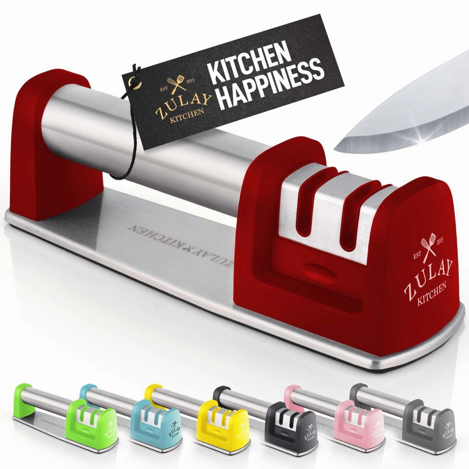 Premium Quality Knife Sharpener for Straight and Serrated Knives Stainless Steel Ceramic and Tungsten