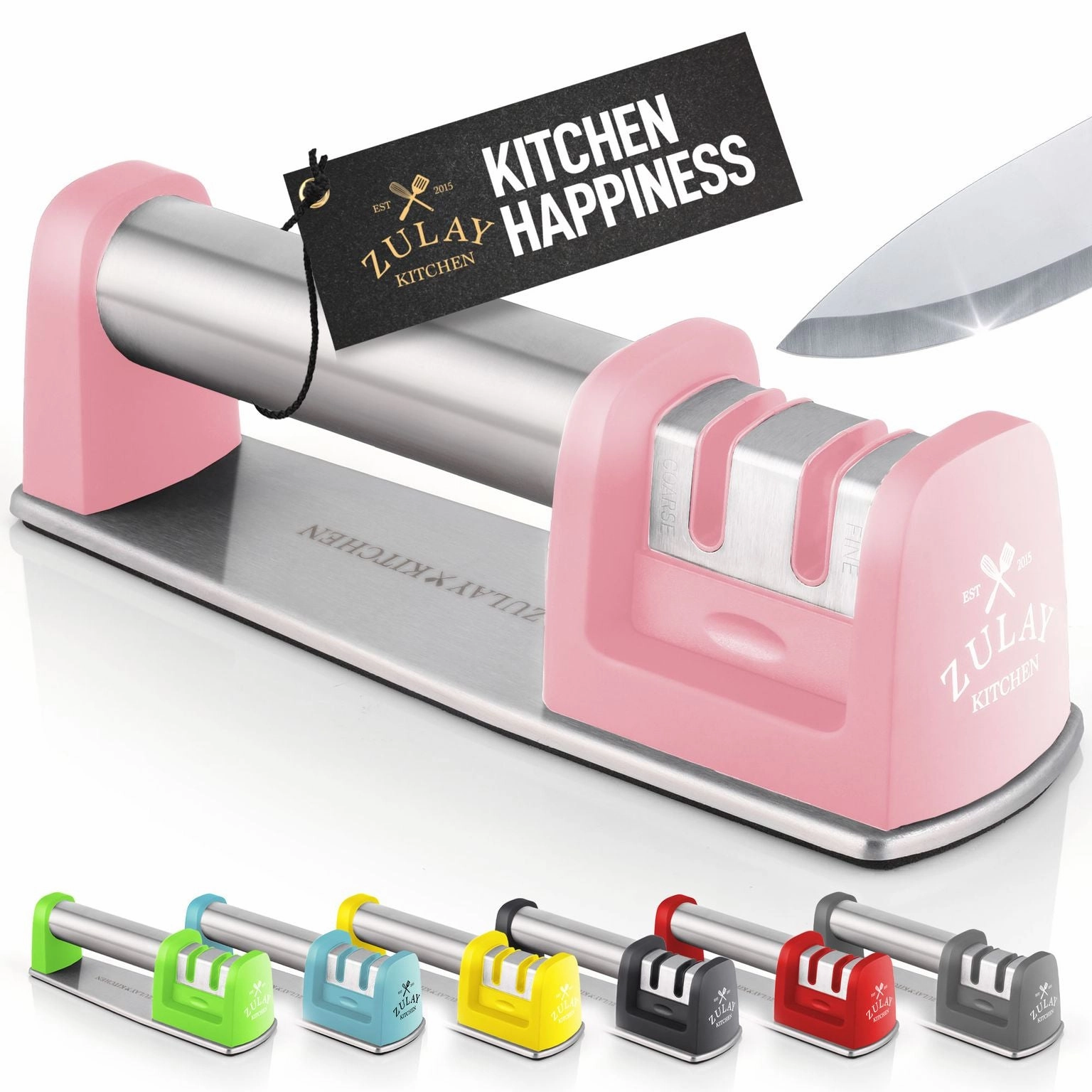 Premium Quality Knife Sharpener for Straight and Serrated Knives Stainless Steel Ceramic and Tungsten
