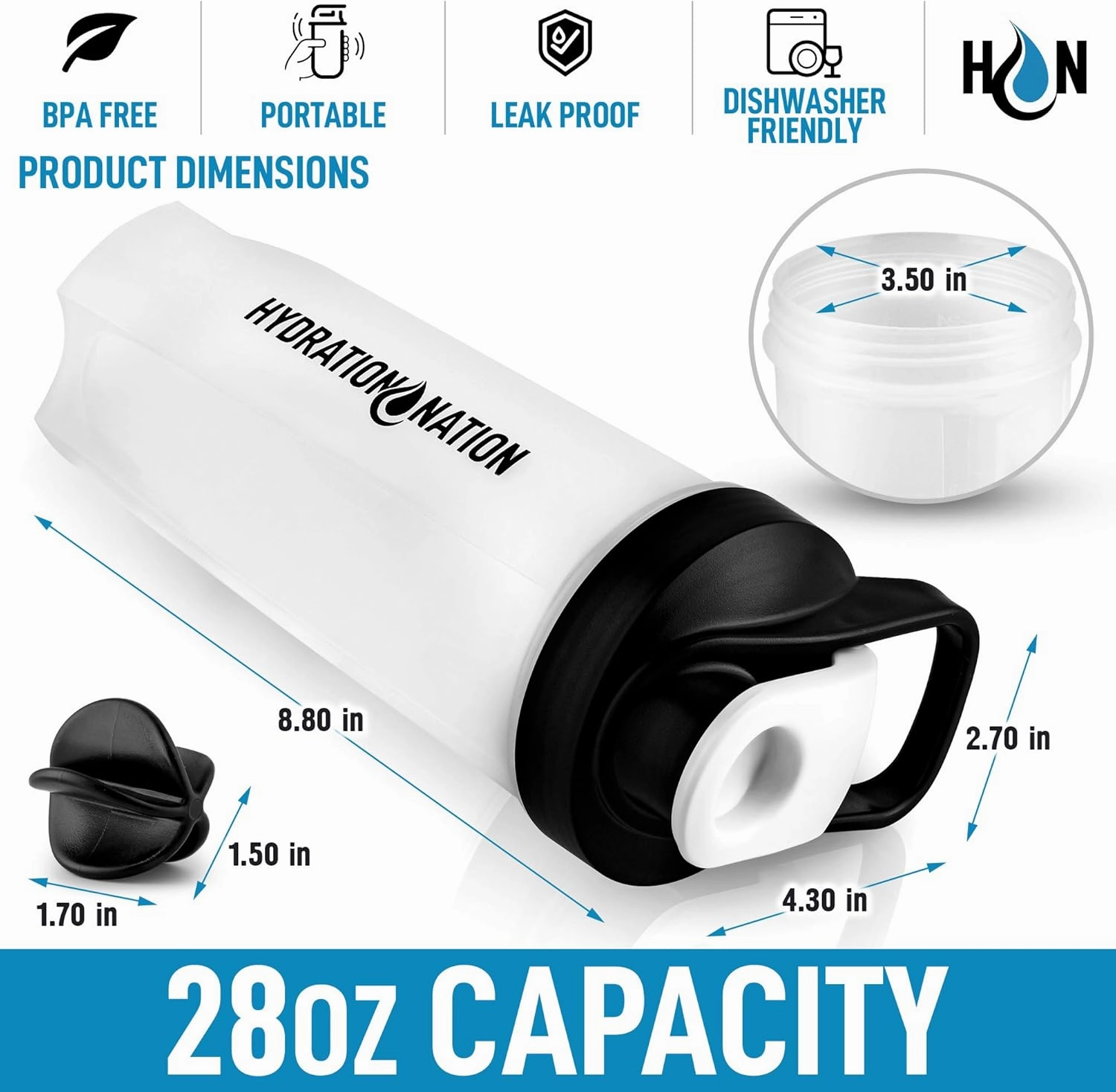 Protein Shaker Bottle 28oz - Shaker Bottles For Protein Mixes With Paddle Shaker Ball