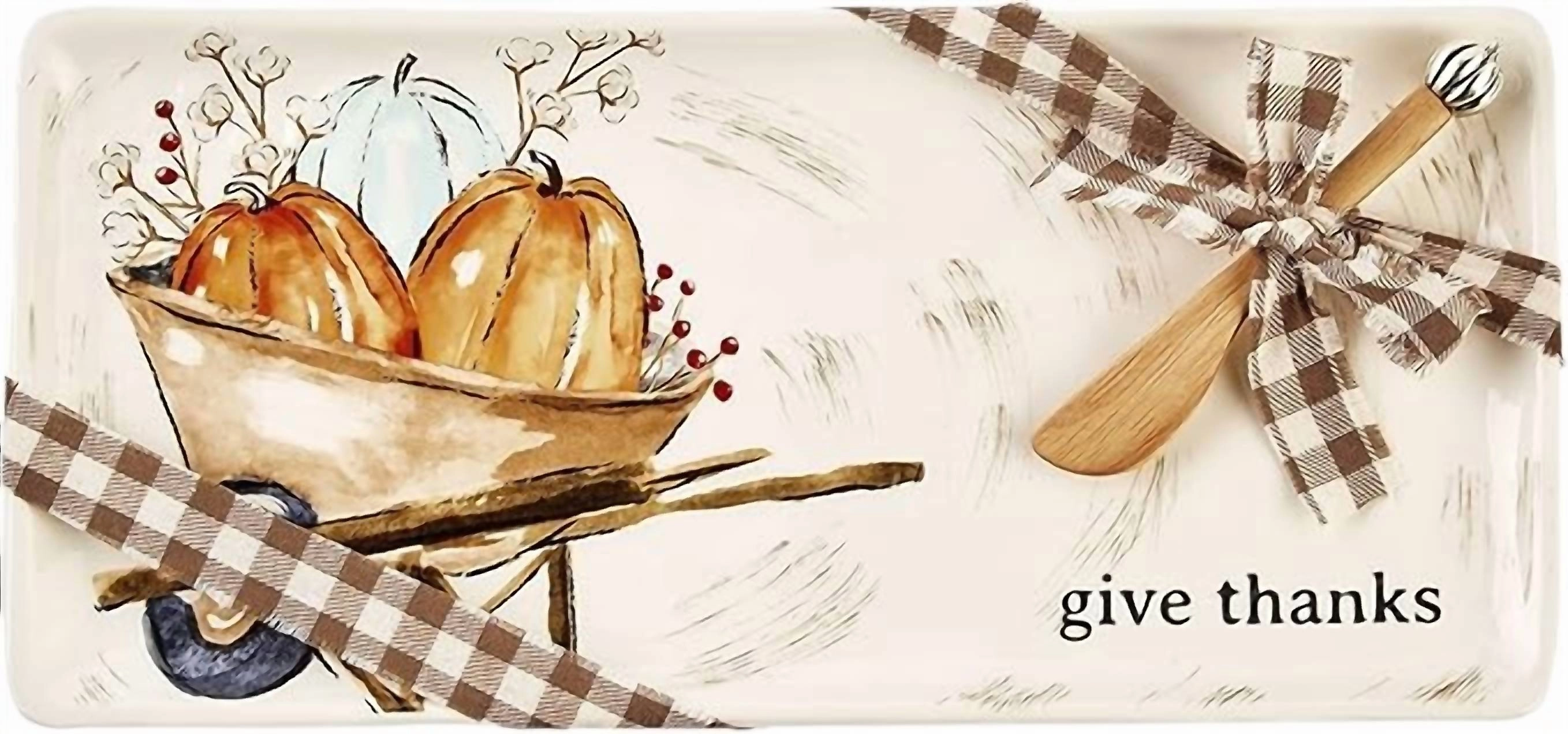 Pumpkin Wheelbarrow Hostress Set In White