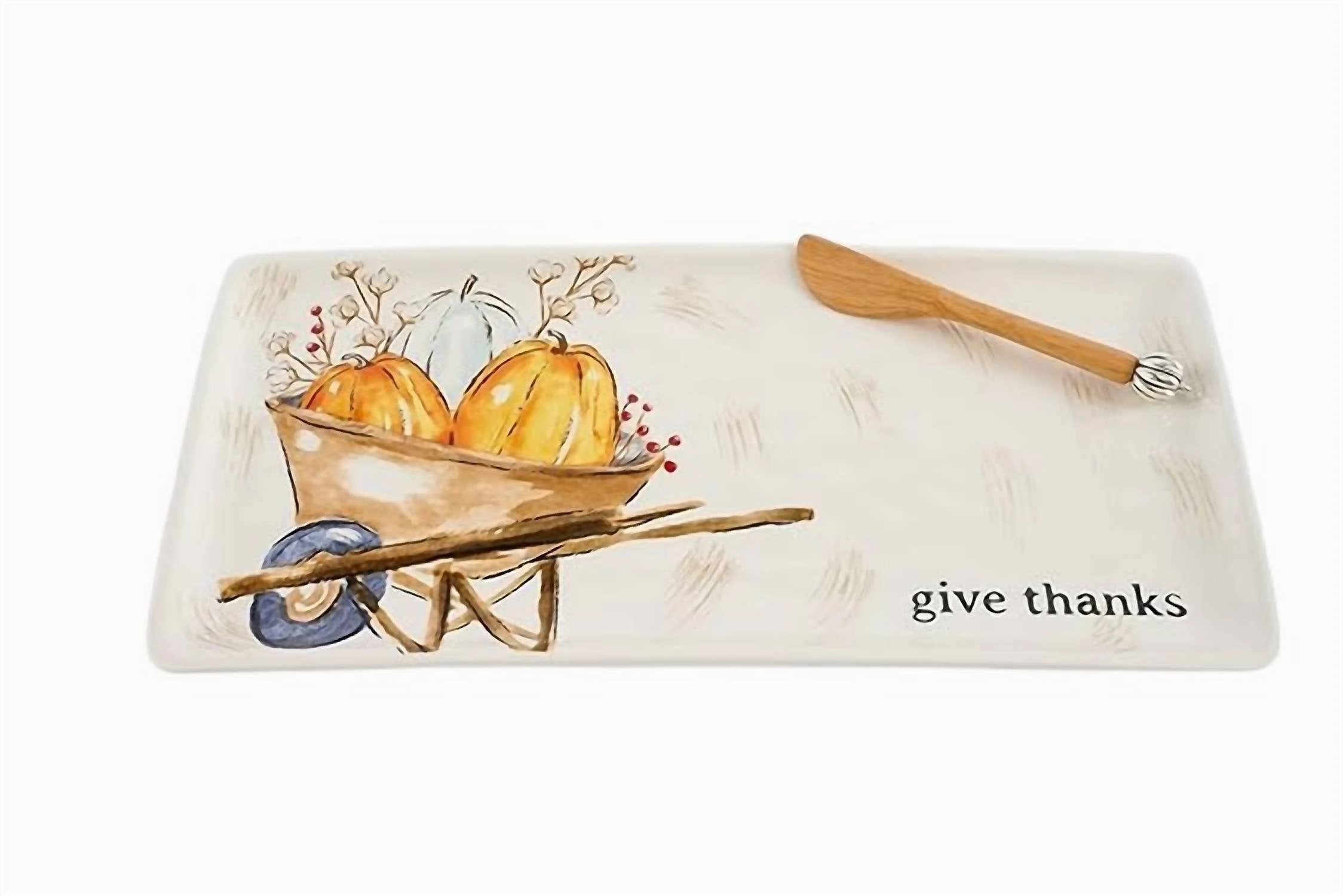 Pumpkin Wheelbarrow Hostress Set In White