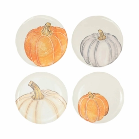 Pumpkins Assorted Salad Plates Set Of 4 In White Dinnerware clearance deals