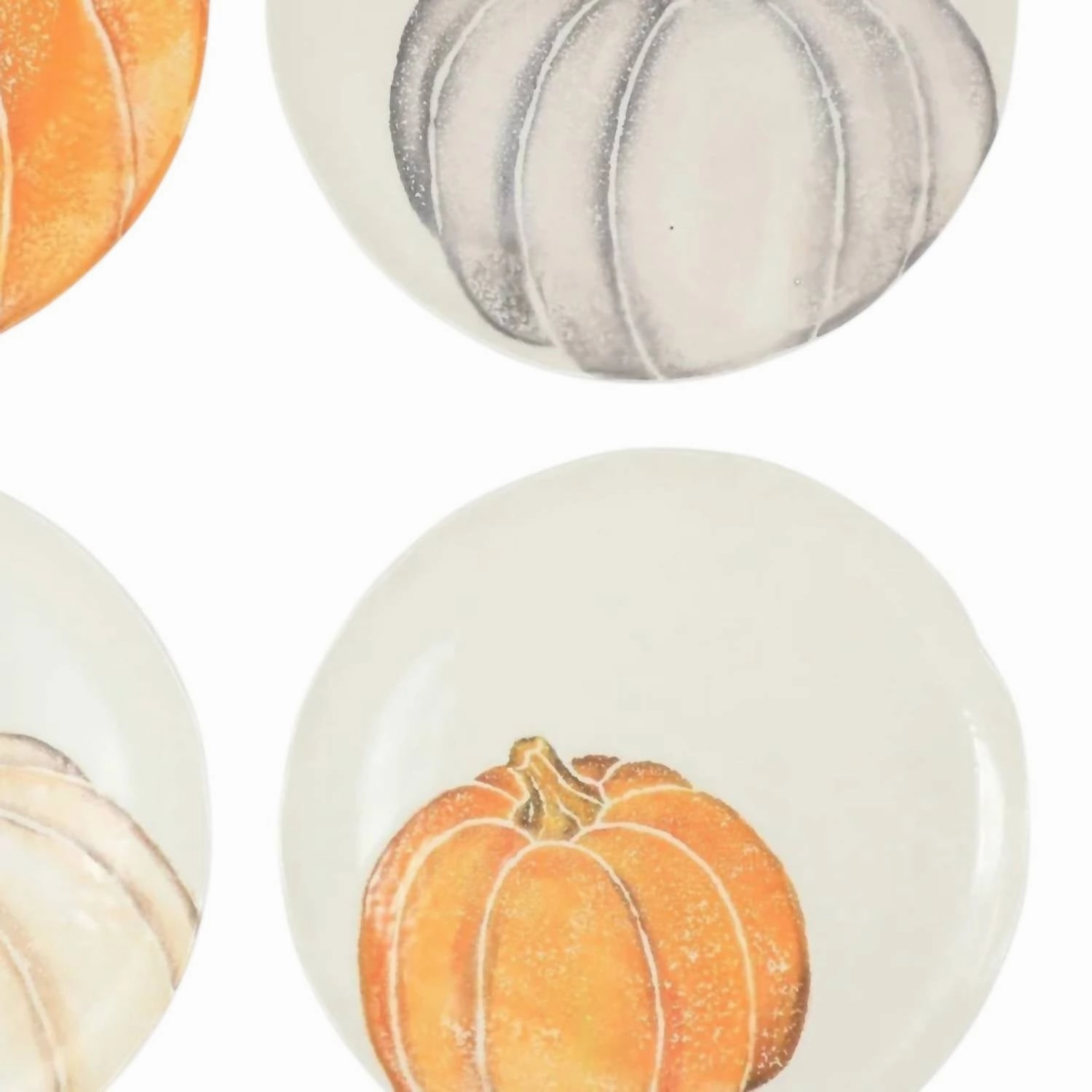 Pumpkins Assorted Salad Plates Set Of 4 In White