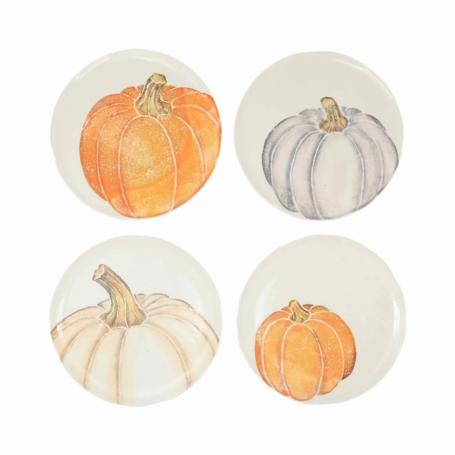 Pumpkins Assorted Salad Plates Set Of 4 In White Dinnerware clearance deals