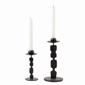 Quentin Iron Antique Black Round Base Candle Holders Candle Holders discount collection