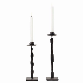 Quentin Iron Antique Black Square Base Candle Holders Candle Holders discount collection