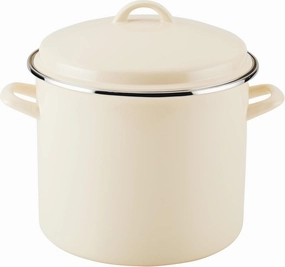 Rachael Ray 12-Quart Induction Enamel Stockpot with Lid, Almond Cookware online kitchen sale