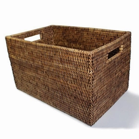Rattan Large Rectangle Storage Basket Decorative Baskets clearance deals