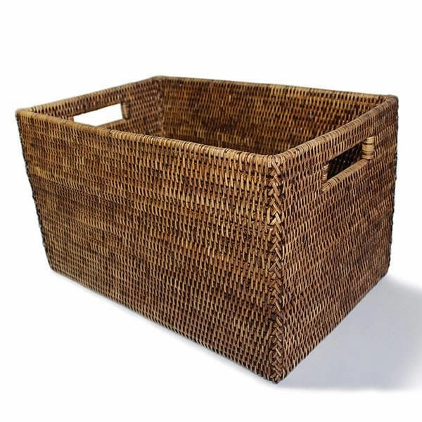 Rattan Large Rectangle Storage Basket Decorative Baskets clearance deals