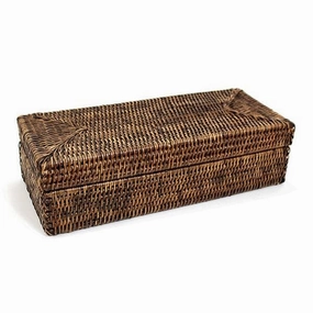 Rattan Long Rectangular Lidded Box Decorative Baskets clearance deals