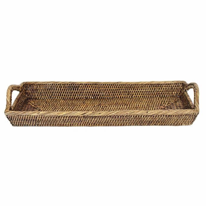 Rattan Narrow Tray w/Handles