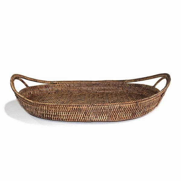 Rattan Oval Open Handle Tray 21" Decorative Trays cheap sale