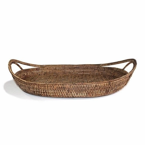 Rattan Oval Open Handle Tray 21" Decorative Trays cheap sale