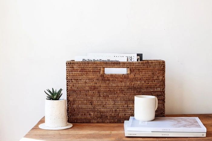 Rattan Slim Magazine Basket